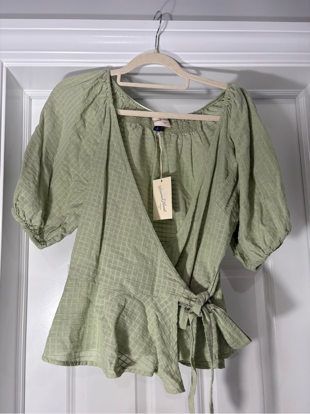 Women’s Sage Green Wrap Peplum Top by  Universal Thread